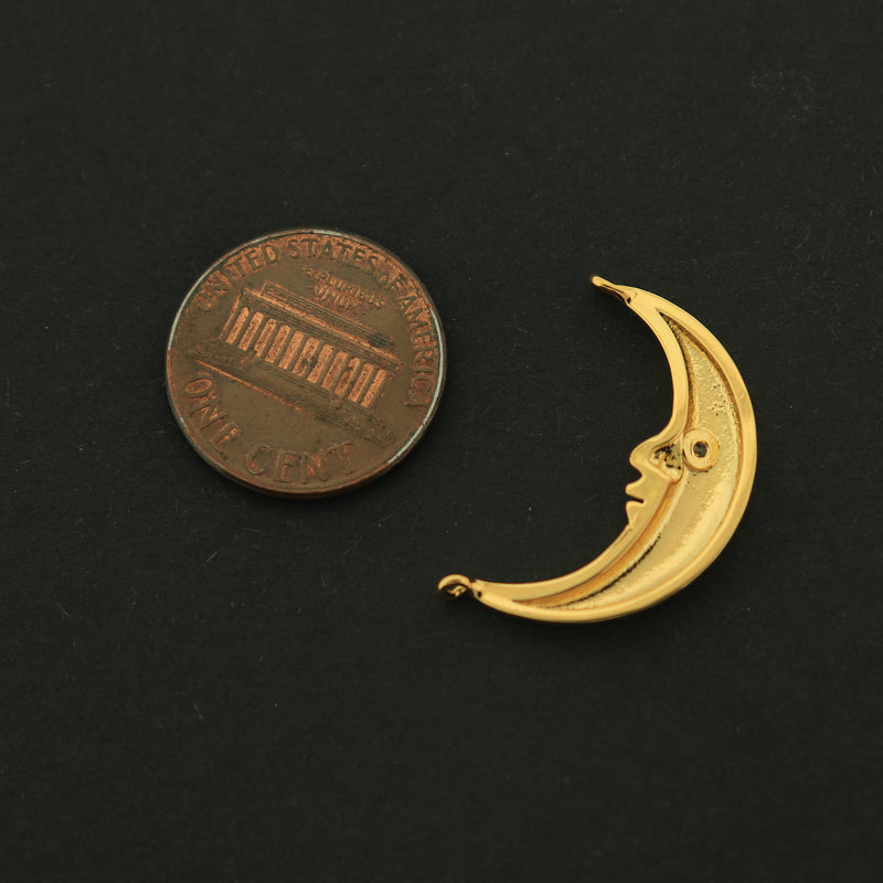 14k Gold Moon Connector Charm - Crescent Moon Pendant - 14k Gold Filled - GLD227