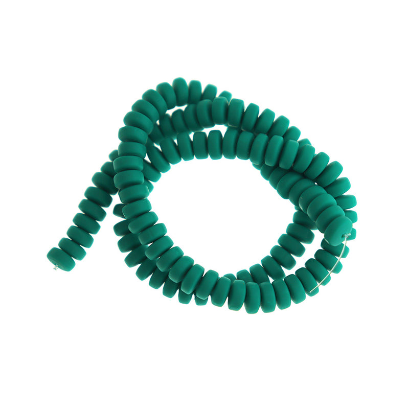 Abacus Polymer Clay Beads 4mm x 7mm - Emerald Green - 1 Strand 110 Beads - BD927