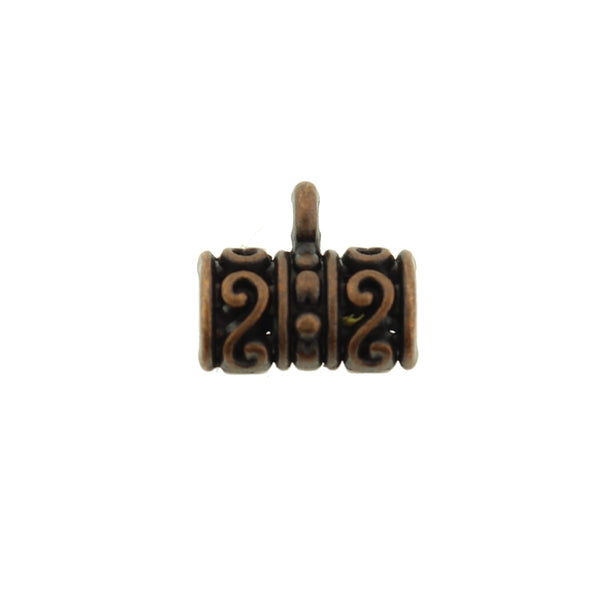 Column Bail Beads 12mm x 13mm - Antique Copper Tone - 8 Beads - BC1316