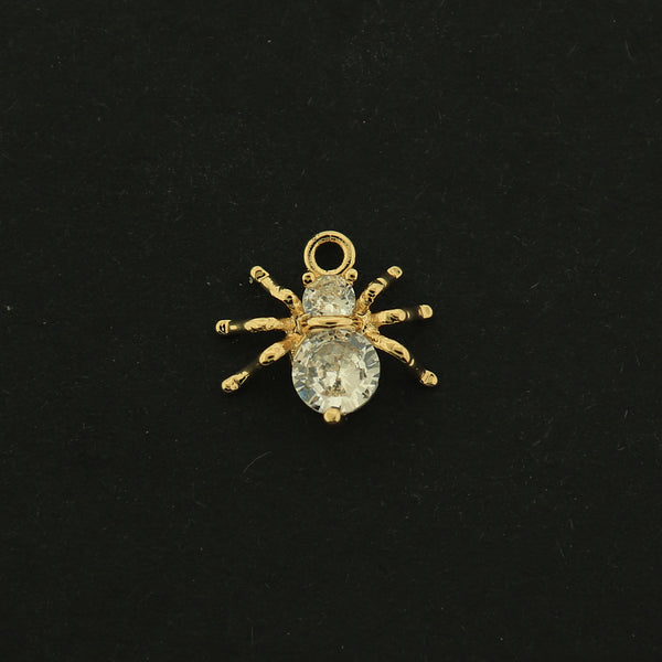 14k Gold Spider Charm - Halloween Pendant - 14k Gold Plated - GLD233
