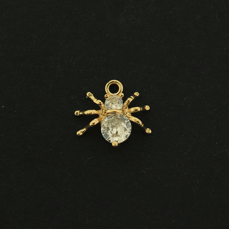 14k Gold Spider Charm - Halloween Pendant - 14k Gold Plated - GLD233
