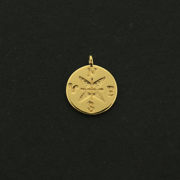 14k Compass Charm - 2 Charms - Travel Pendant - 14k Gold Filled - GLD244