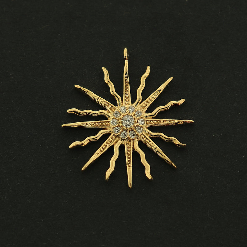 14k Sun Charm - Celestial Pendant - 14k Gold Plated - GLD248
