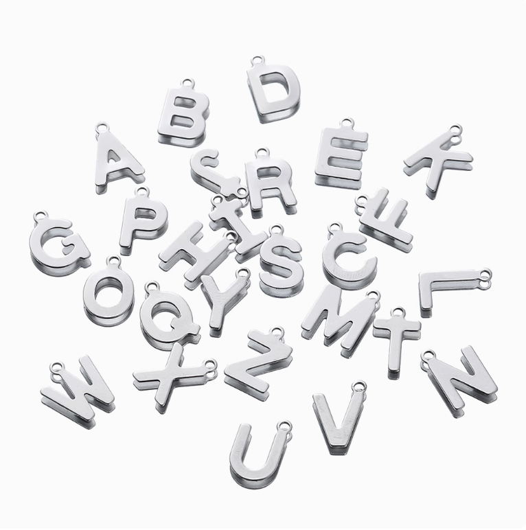 25 Alphabet Stainless Steel Charms - Choose Your Letter or Full Set!
