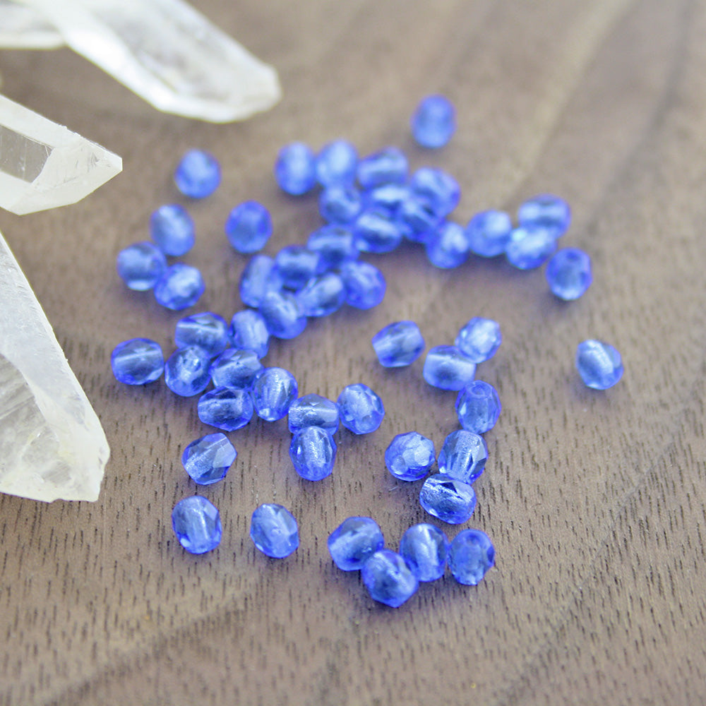 25 Faceted Czech Glass Beads - 4mm - Fire Polished - Choose Your Color!