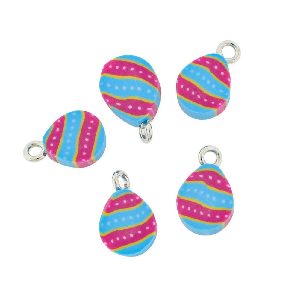 25 Yellow Easter Egg Polymer Clay Charms 2 Sided - Choose Your Color!