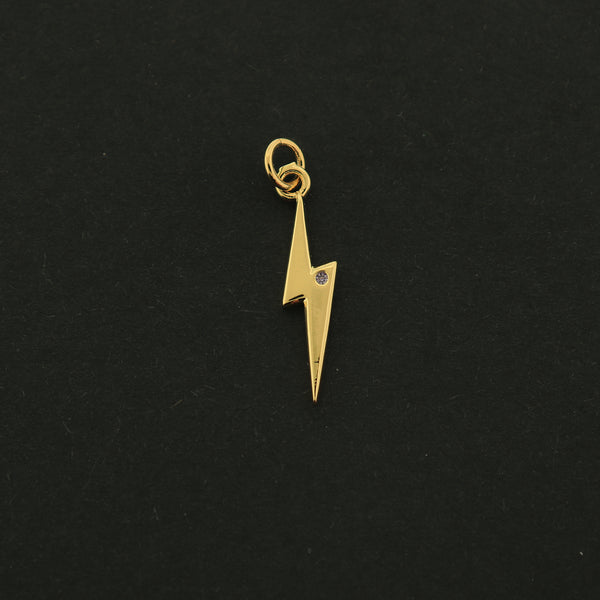 14k Gold Lightning Bolt Charm - Weather Pendant - 14k Gold Plated - GLD251