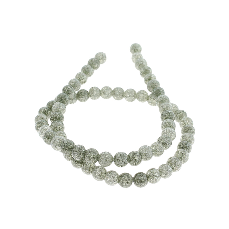 SALE Round Natural Agate Beads 6mm - Polished Grey Crackle - 1 Strand 62 Beads - LBD1453