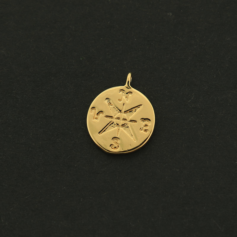 14k Compass Charm - Travel Pendant - 14k Gold Filled - GLD268