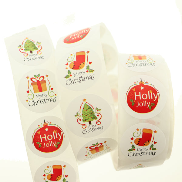 100 Assorted Merry Christmas Self-Adhesive Paper Gift Tags - TL019