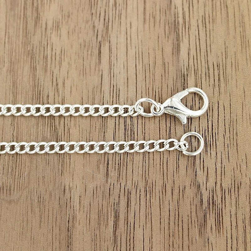 Colliers Chaîne Gourmette Ton Argent 16" - 3mm - 2 Colliers - N001
