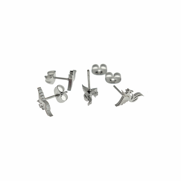 Stainless Steel Earrings - Phoenix Studs - 8mm x 9mm - 2 Pieces 1 Pair - ER868