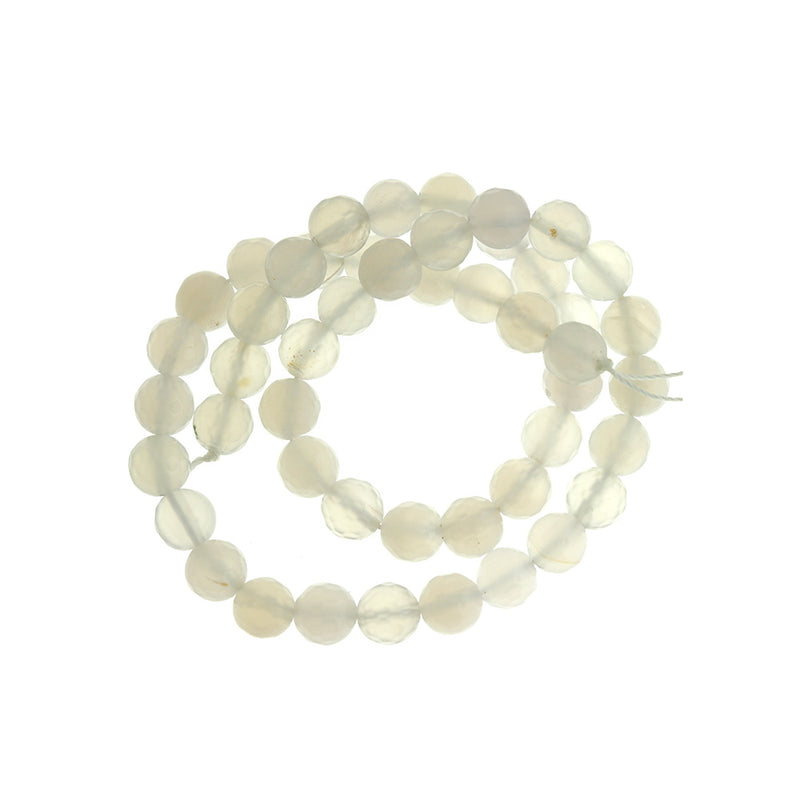 Faceted Natural Agate Beads 8mm - Cloudy White - 1 Strand 46 Beads - BD1735