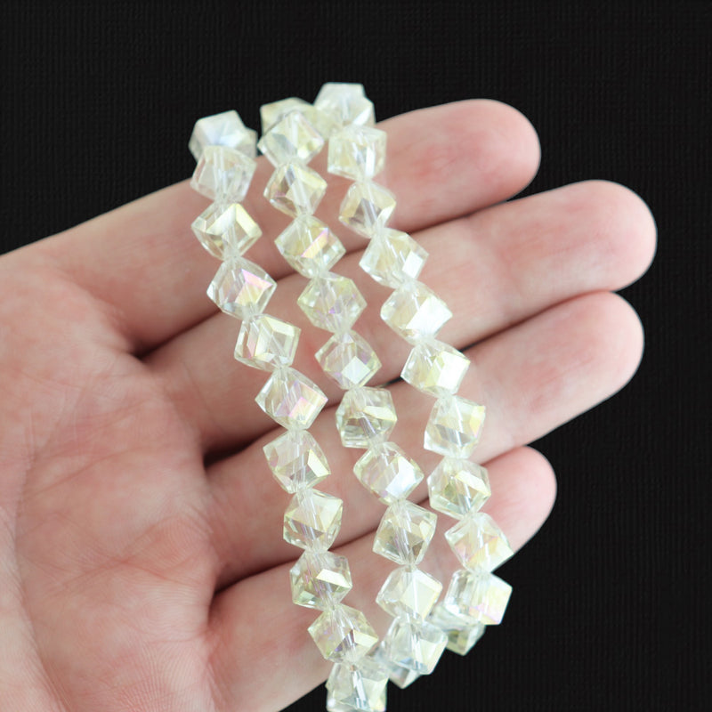 Rhombus Glass Beads - 8.5mm x 9.5mm - Electroplated - 1 Strand 80 Beads - Choose Your Color!