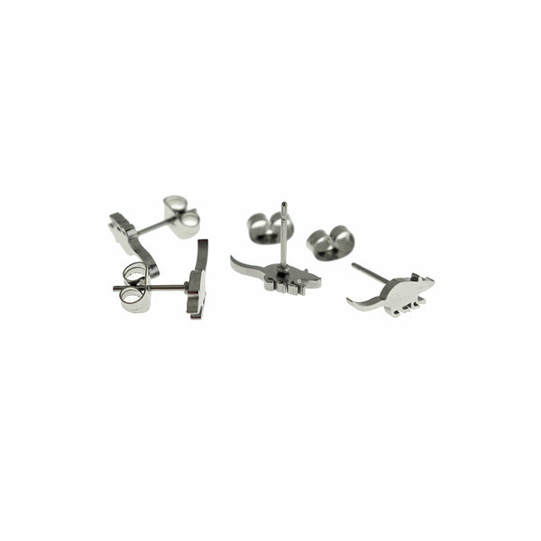 Stainless Steel Earrings - Mouse Studs - 13mm x 4mm - 2 Pieces 1 Pair - ER949