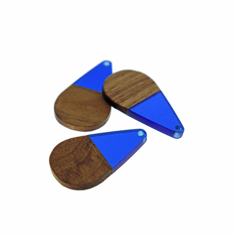 Teardrop Walnut Wood Pendant - Choose Your Color! - Made with Resin