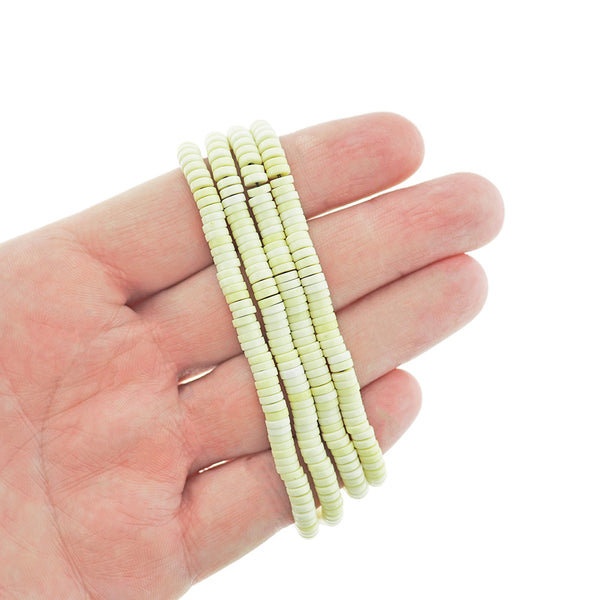 SALE Heishi Natural Agate Beads 4mm x 1mm - Pale Yellow - 50 Beads - LBD2370