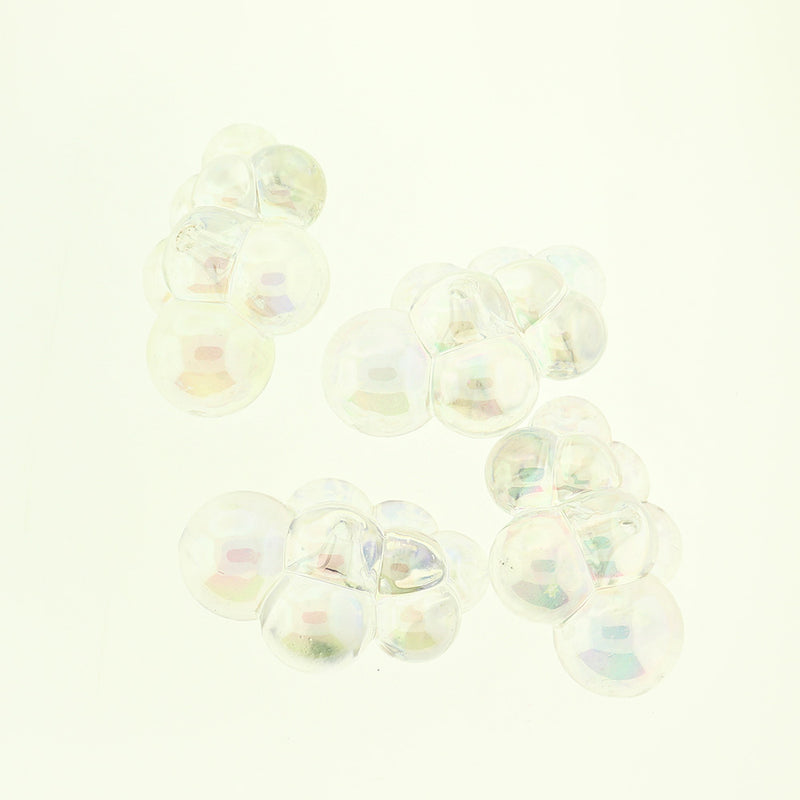 Cloud Acrylic Beads 33mm x 22mm - Electroplated Clear - 4 Beads - BD101