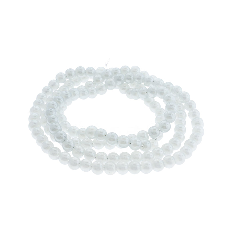 SALE Round Glass Beads 5.5mm - Electroplated Pale Silver - 1 Strand 136 Beads - LBD405