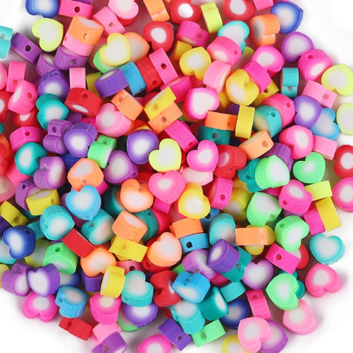 30 Assorted Heart Polymer Clay Beads - 9mm x 8mm - BD171