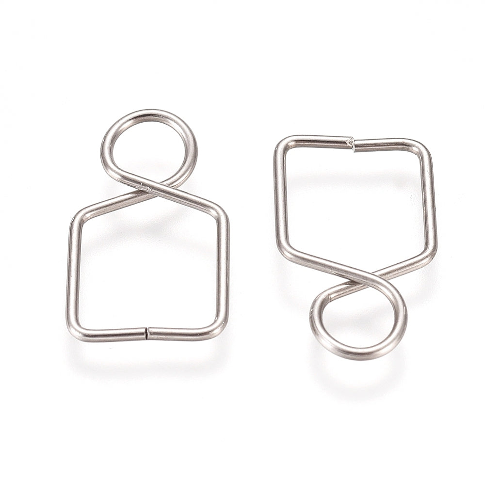 30 Spring Bails Twist Stainless Steel Drops - 15mm x 8mm - FD1090