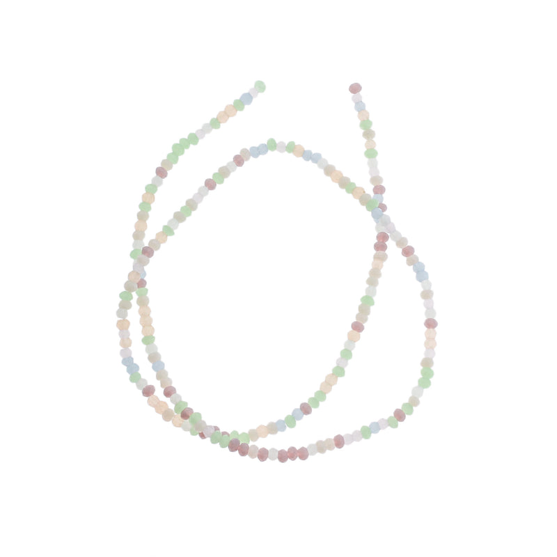 SALE Faceted Imitation Jade Beads 2mm - Pastel Rainbow - 1 Strand 190 Beads - LBD496