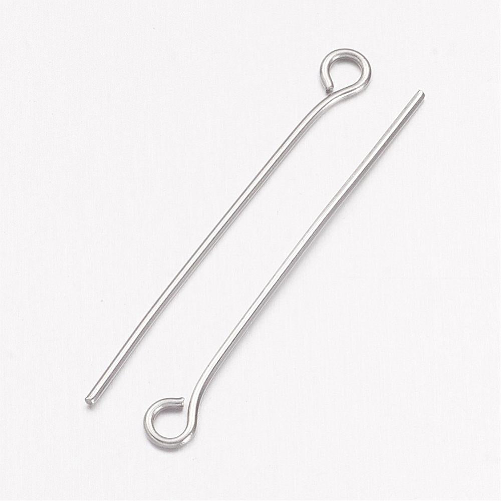 200 Hypoallergenic Stainless Steel Eye Pins - 21 Gauge - Choose Your Length!
