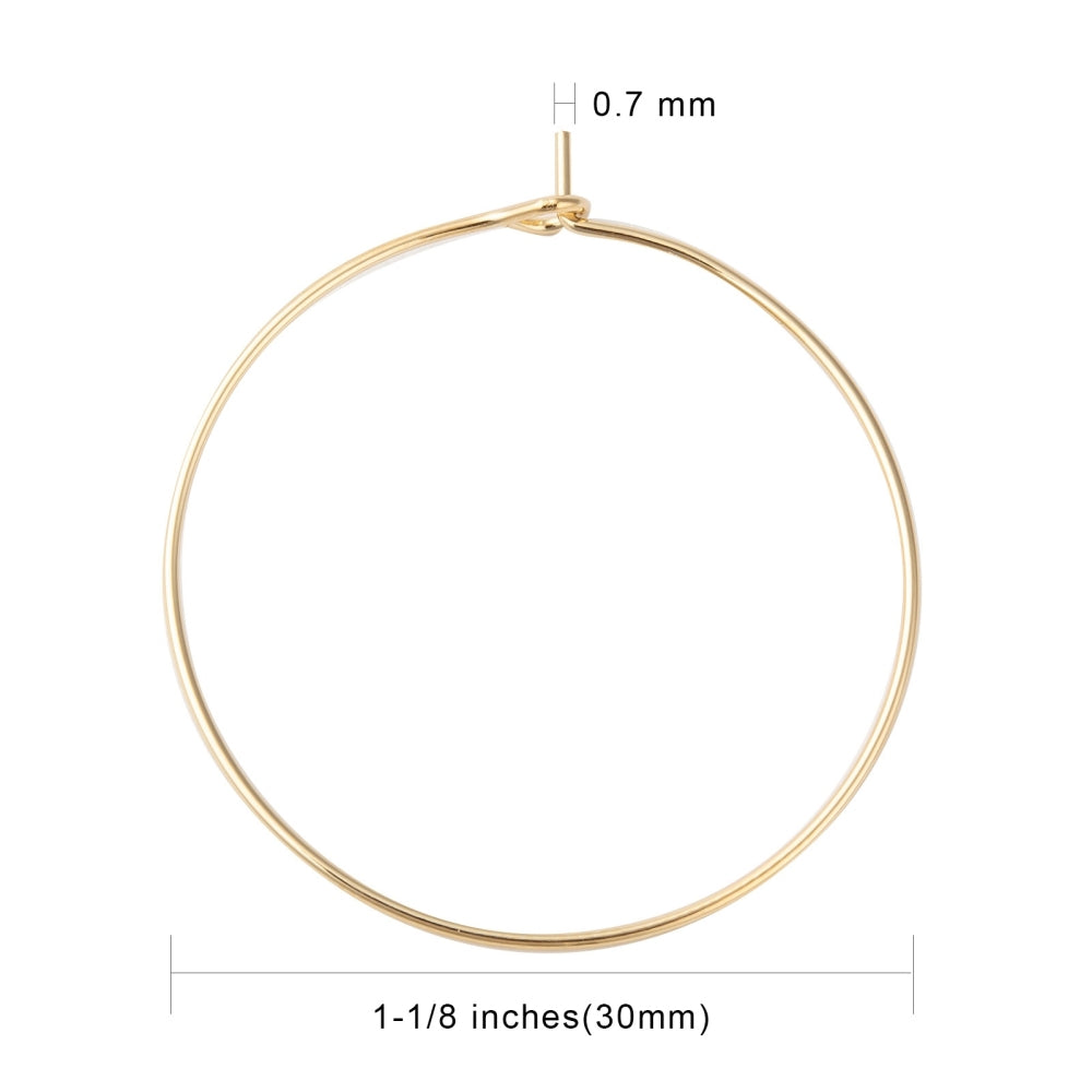 20 Surgical Stainless Wine Charm Hoops - Silver or 18k Gold Plated - Choose Your Size!