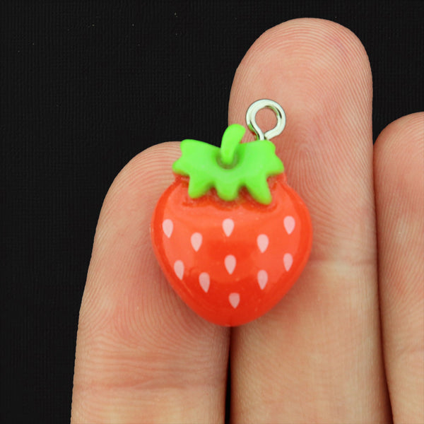 4 Strawberry Resin Charms - K267