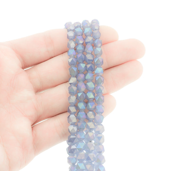 Faceted Imitation Jade Beads 6mm - Electroplated Cornflower - 1 Strand 100 Beads - BD839