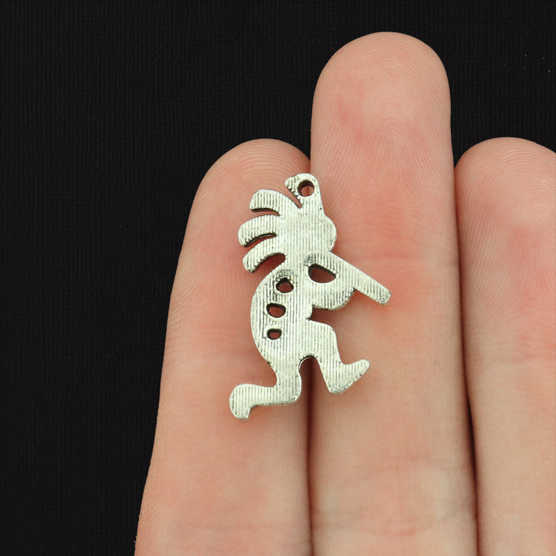 10 Kokopelli Antique Silver Tone Charms - SC930