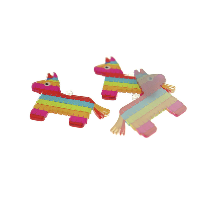 2 breloques en acrylique pinata arc-en-ciel - K691