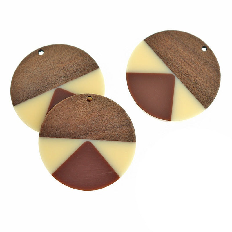 Round Natural Wood and Resin Charm - Choose Your Color!