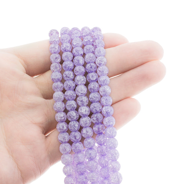 SALE Round Natural Agate Beads 6mm - Purple Polished Crackle - 1 Strand 62 Beads - LBD1435