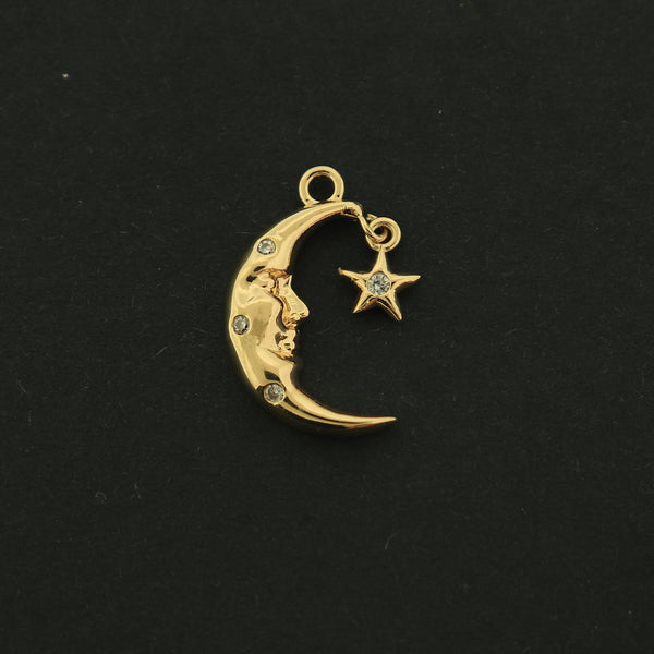 14k Moon and Star Charm - Celestial Pendant - 14k Gold Filled - GLD363