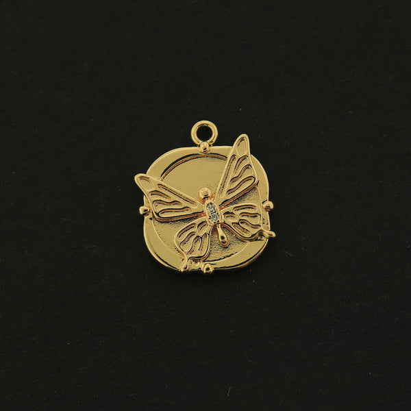 14k Butterfly Charm - Insect Pendant - 14k Gold Filled - GLD365