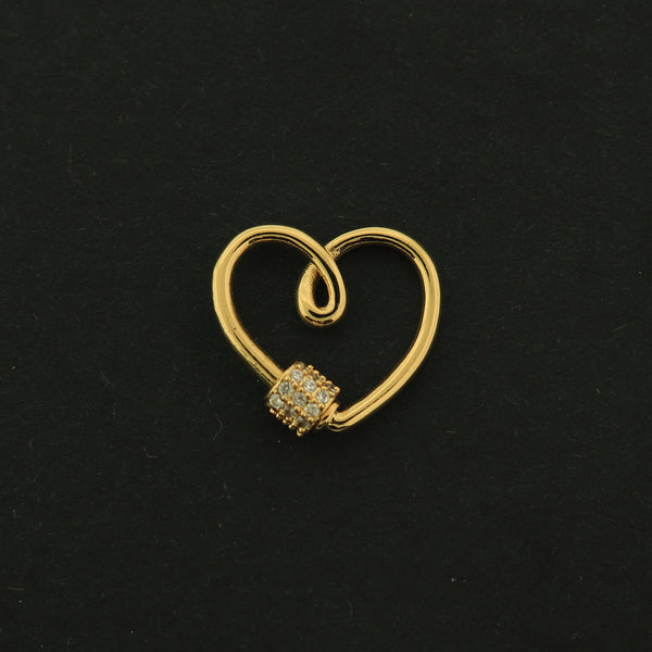 14k Gold Heart Clasp - Heart Carabiner Clasp - 14k Gold Plated - GLD369