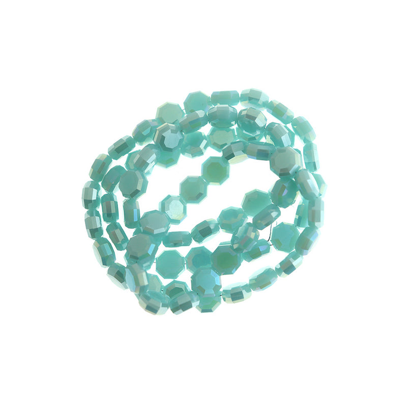 Faceted Glass Beads 7mm - Electroplated Blue - 1 Strand 72 Beads - BD2035