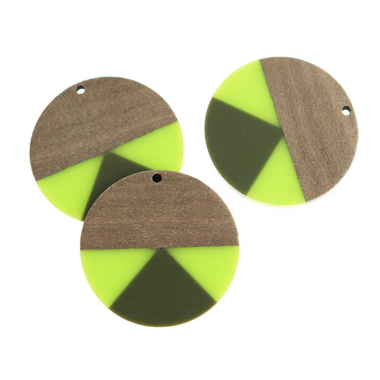 Round Natural Wood and Resin Charm - Choose Your Color!