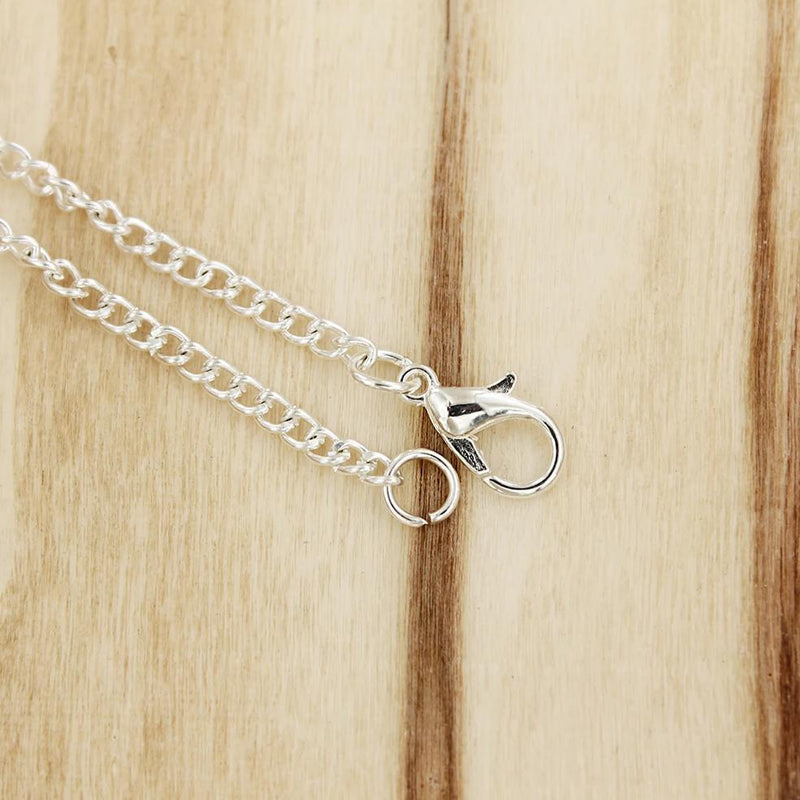 Colliers Chaîne Gourmette Ton Argent 16" - 3mm - 2 Colliers - N001