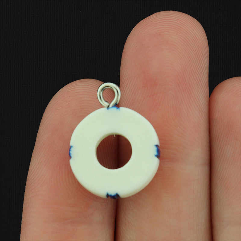 2 Blue Life Ring Resin Charms - K212