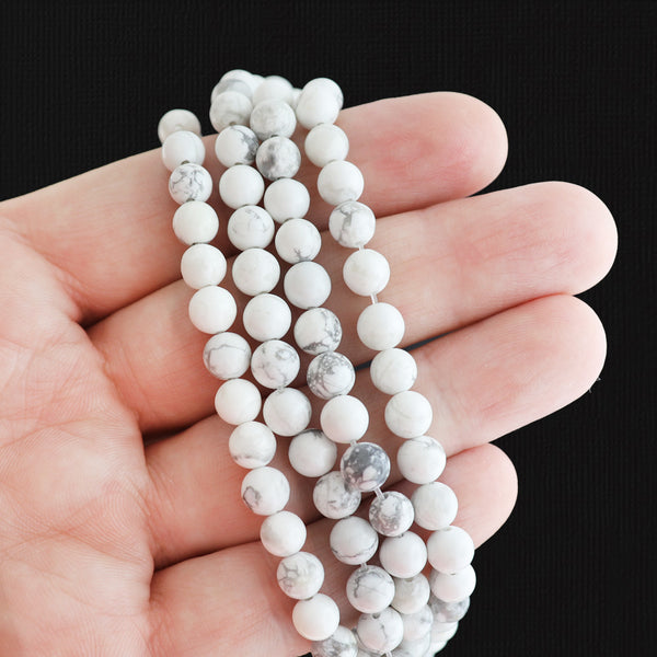 Round Natural Howlite Beads 6mm - Stormy Grey - 1 Strand 32 Beads - BD1783