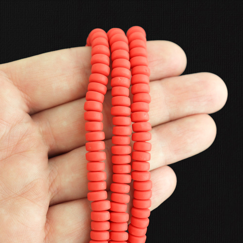 Abacus Polymer Clay Beads 4mm x 7mm - Deep Red - 1 Strand 110 Beads - BD958