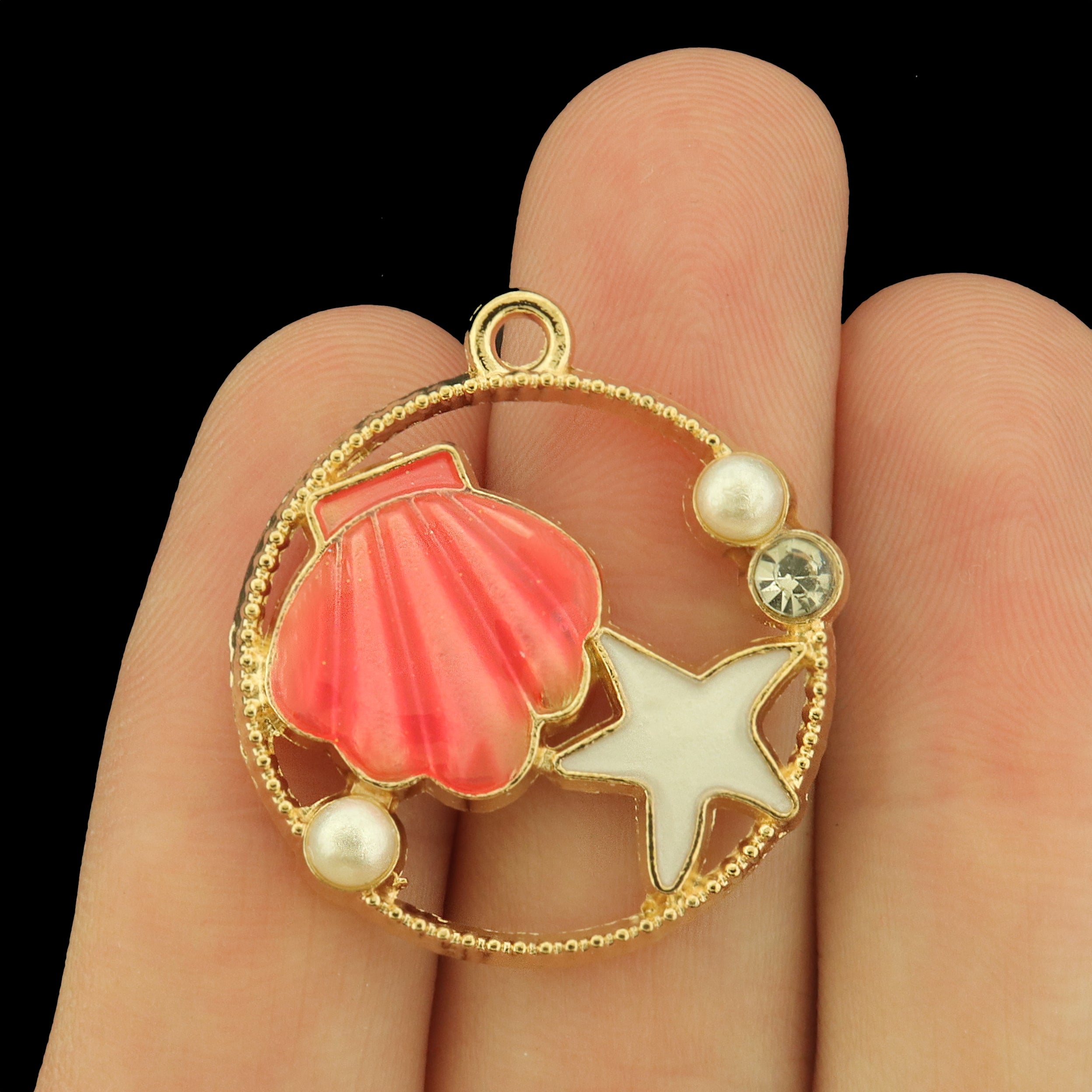 4 Beach Gold Tone Enamel Charms - Choose Your Color!
