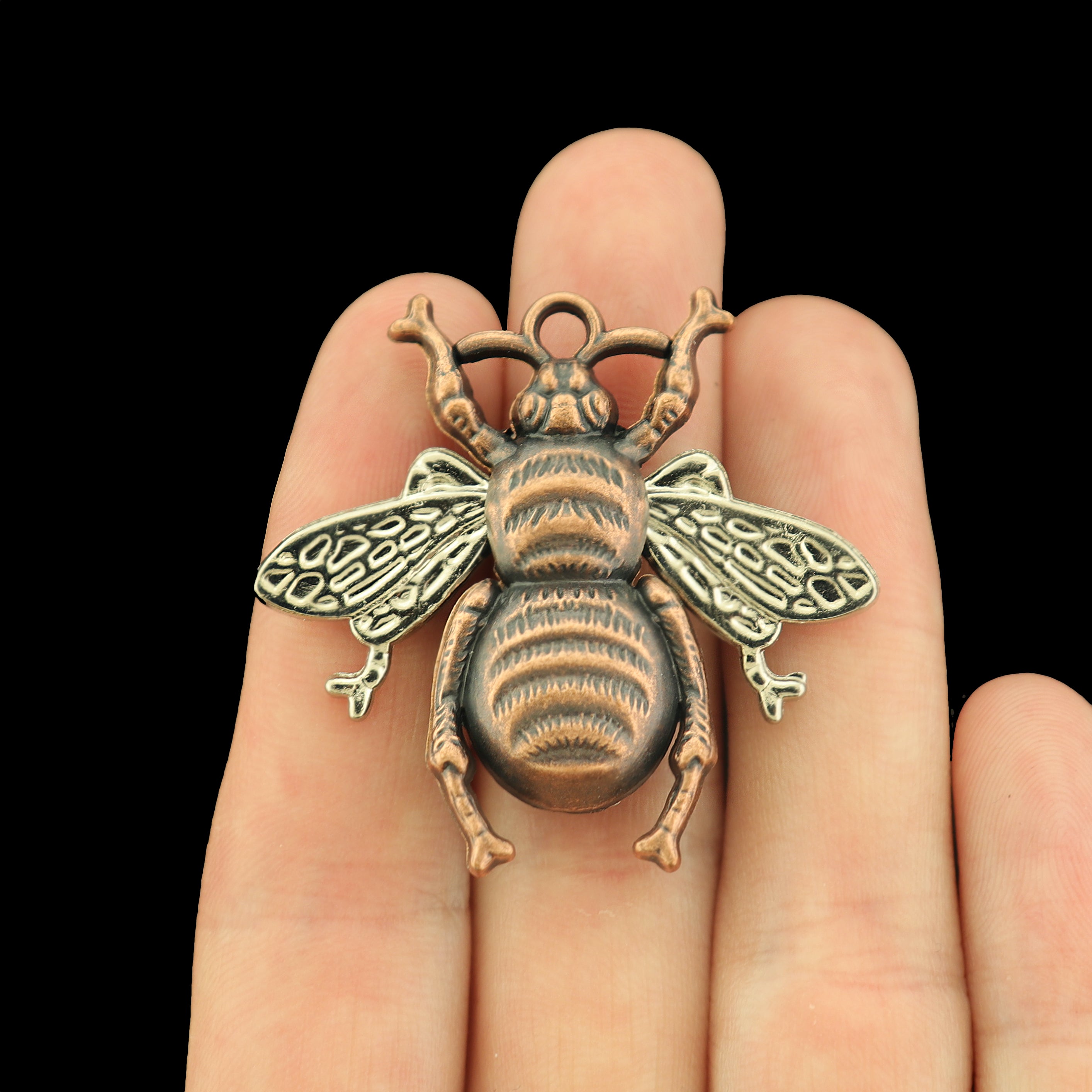 4 Bee Antique Copper Tone Charms - BC1319