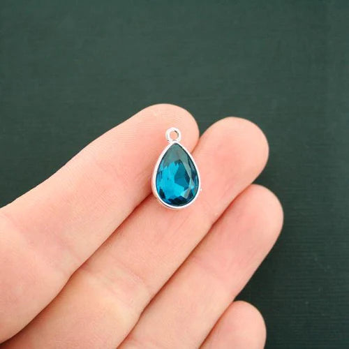 4 Birthstone Antique Silver Tone Charms - Choose Your Month