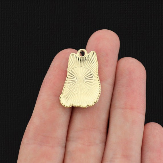 4 Black Cat Gold Tone Enamel Charms - E076