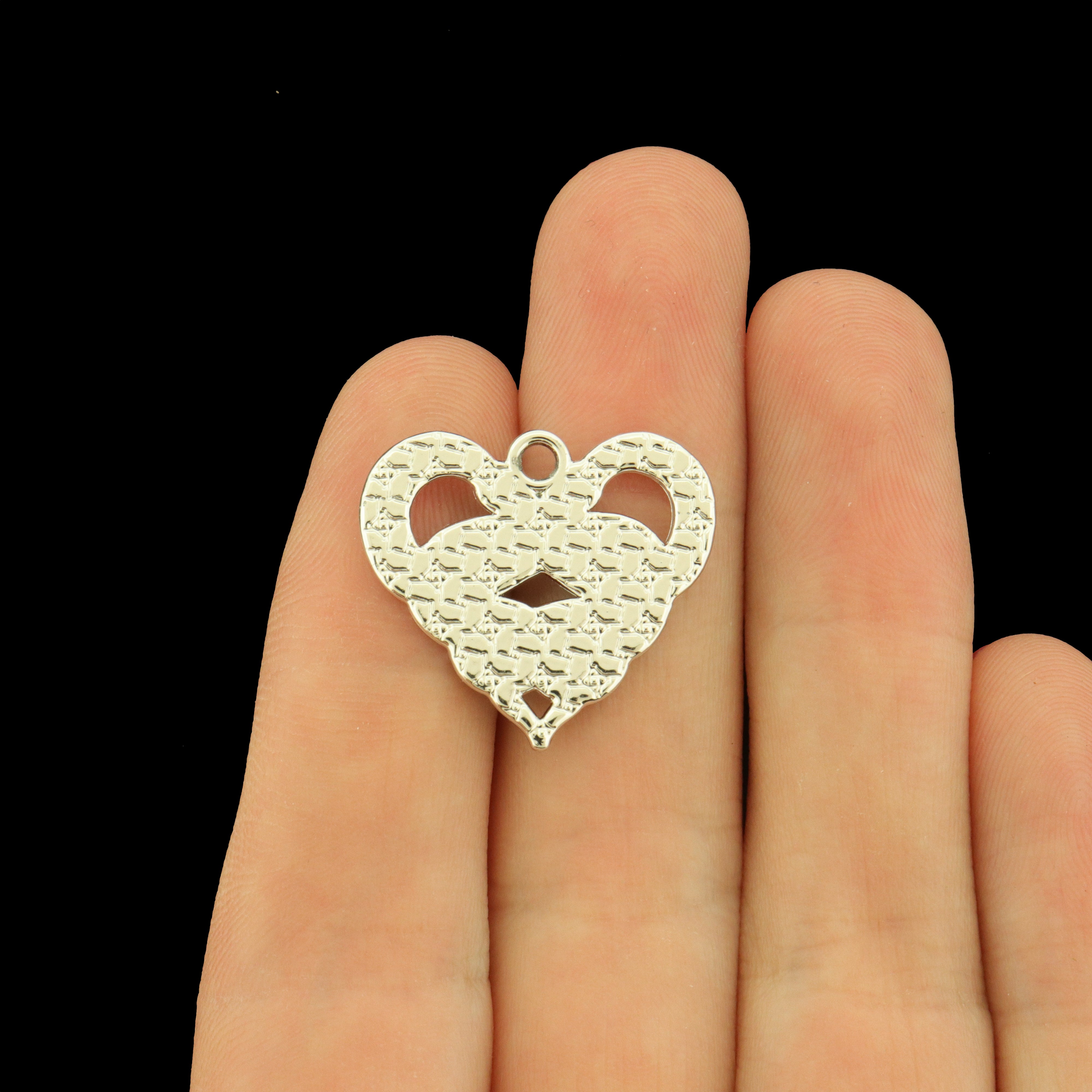 4 Black Snake Heart Enamel Charms - E580