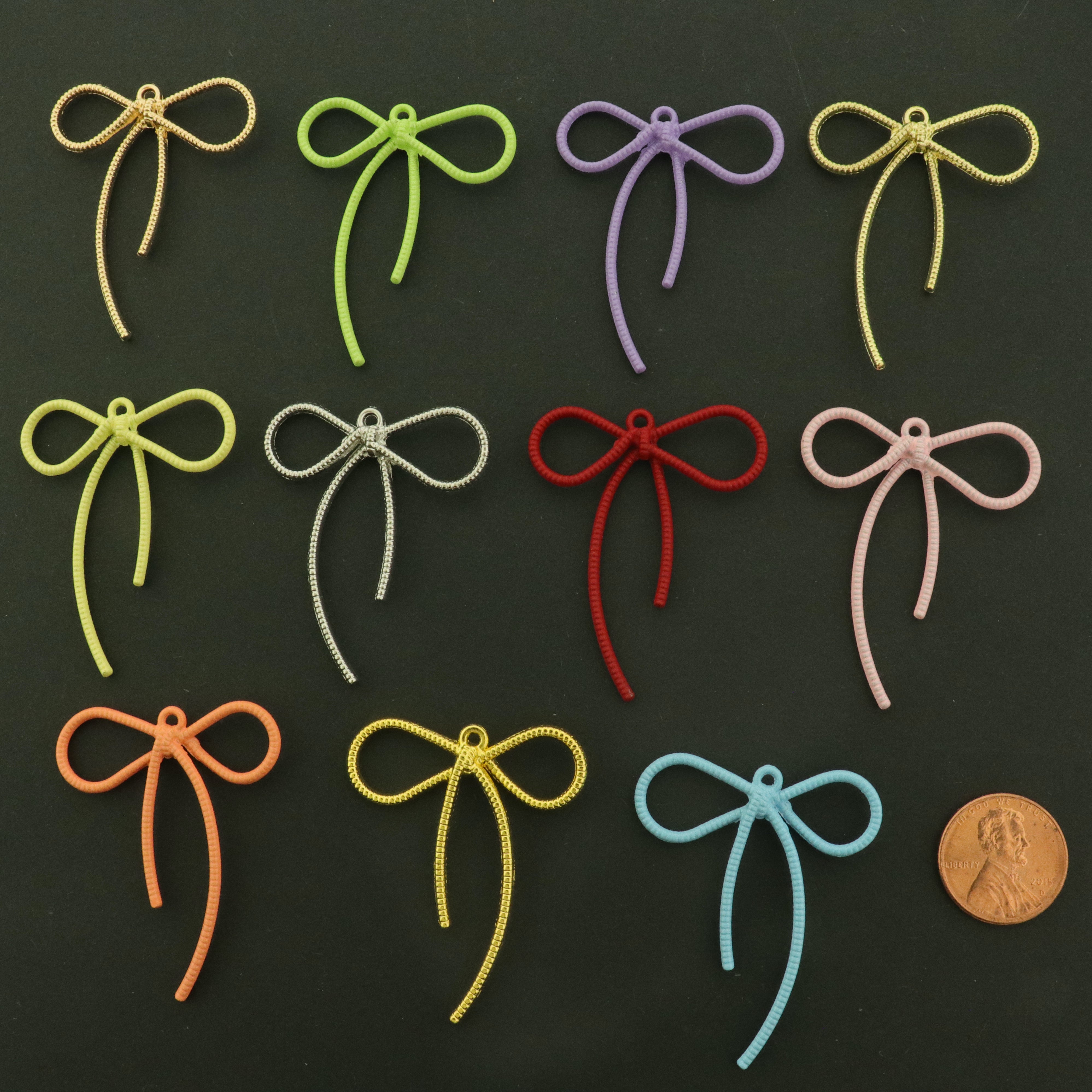 4 Bow Knot Pendant Charms - Choose Your Color!