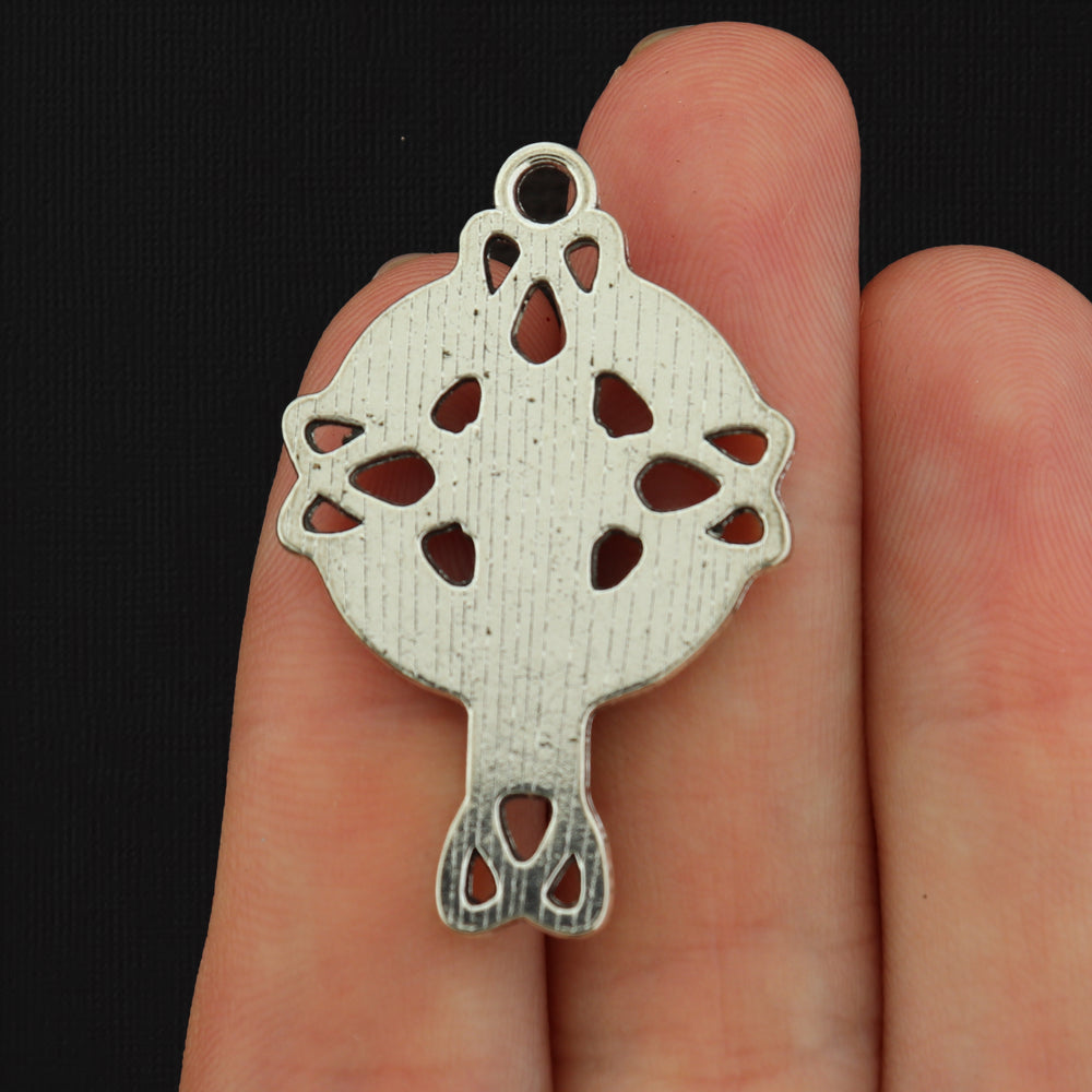 4 Celtic Cross Antique Silver Tone Charms - SC167